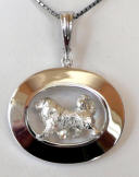 14K Gold or Sterling Silver Great Pyrenees Trotting in our Glossy Oval with our Exclusive Enhancer Bail 