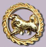 14K Gold Great Pyrenees in Classic Rope Bezel