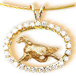 14K Gold Irish Setter Trotting in Our Exclusive Diamond Oval