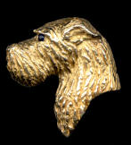 14K Gold Dog Jewelry Irish Wolfhound Large Head with Sapphire Eye