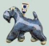 14K Gold Dog Jewelry Kerry Blue Terrier Large Trotting Enamel with Sapphire Bale