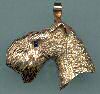14K Gold Kerry Blue Terrier Head with Sapphire Eye (large)