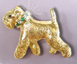 14K Gold Lakeland Terrier with Full Cut Gemstone Collar