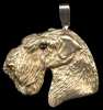 14K Gold Dog Jewelry Lakeland Terrier Large Head with Sapphire Eye