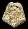 14K Gold Large Lhasa Apso Head with Sapphire Eyes