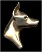 14K Gold Dog Jewelry Miniature Pinscher Small Min Pin Head with Sapphire Eyes 