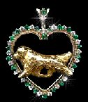 Newfoundland Jewelry - 14K Gold Dog Jewelry Newfoundland in Diamond and Emerald Heart