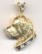 Newfoundland Jewelry - 14K Gold Large Newfoundland Head with Sapphire or Ruby and Diamond Collar and Bale