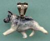 14K Gold Dog Jewelry Norwegian Elkhound Large Trotting in Enamel wth Diamond Bale
