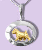 14K Gold or Sterling Silver Kerry Blue Terrier Trotting in Elegant Oval