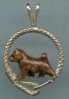 18K Gold Dog Jewelry Norwich Terrier Enamel in Leash Bezel