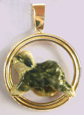 14K Gold or Sterling Silver Old English Sheepdog with Enamel Artwork Trotting in Double Circle
