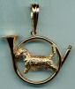 14 Gold Dog Jewelry PBGV Trotting in Hunting Horn