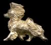 14K Gold Dog Jewelry Papillon Small Trotting with Flying Ear for Necklace or Brooch