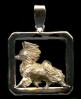 14K Gold Dog Jewelry Papillon with Flying Ear in Square Bezel for Pin or Pendant