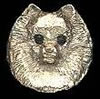 14K Gold Dog Jewelry Pomeranian Small Pom Head with Sapphire Eyes