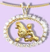 14K Gold Poodle Trotting in our Exclusive Diamond Oval-ONE of a KIND