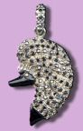 14K Gold Dog Jewelry Poodle Head Pave with Black Diamonds and Enamel