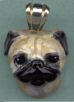 18K Gold and Enamel Large Fawn Pug Head 