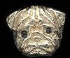 14K Gold Dog Jewelry Pug  Medium Head with Sapphire Eyes