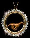 14K Gold Ridgeback Coursing with Enamel Artwork on 1.2 Carats of Full Cut Diamonds