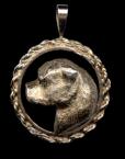 14K Gold Large Rottweiler Head in Rope Bezel with Sapphire Eye 