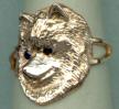 14K Gold Dog Jewelry Samoyed Ring with Flat Head