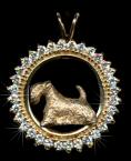 14K Gold Sealyham Terrier in 1.2 Carats of Full Cut Gemstones 