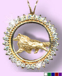 14K Gold Shetalnd Sheepdog - Sheltie - in Diamond/Gemstone Circle