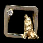 14K Gold Dog Jewelry Siberian Husky Square with Diamond
