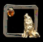 14K Gold Dog Jewelry Siberian Husky with Citrine Moon