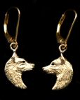 14K Gold Dog Jewelry Siberian Husky Earrings Medium