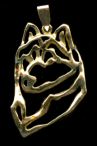 14K Gold Dog Jewelry Siberian Husky in Silhouette