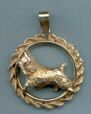 14K Gold Dog Jewelry Silky Terrier in Classic Rope Bezel for Pin and Pendant