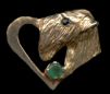 14K Gold Dog Jewelry Soft Coated Wheaten Head on Heart with Emerald