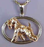 14K Gold Soft Coated Wheaten Terrier in White Gold Double Oval