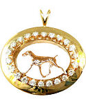 Our 14K Gold Weimaraner in Shadow Box enhanced with 1.2 carats of full cut diamonds,
