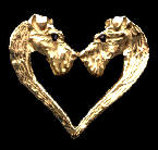 14K Gold Dog Jewelry Welsh Double Heads as Heart with Sapphire Eyes