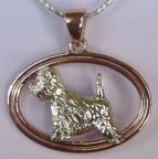 14K Gold West Highland White Terrier (Westie) in 14K Gold Double Oval