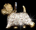 14K Gold Dog Jewelry West Highland White Terrier Large Trotting with Body Pave with Diamonds