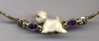 14K Gold and Enamel Westie Necklace with 2 Faceted Oval Gemstones - Box Chain