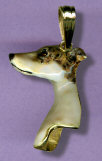 14K Gold and Enamel Large Whippet Head