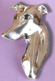 14K Gold Dog Jewelry Whippet Large Head with Sapphire Eye for Necklace or Brooch