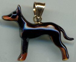 14K Gold with Enamel Large Manchester Terrier 