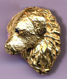 14K Gold Small Bernese Mountain Dog Head with Sapphire Eyes