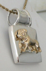 14K Gold or Sterling Trotting Bullmastiff on Solid Glossy Square  - Side View 2