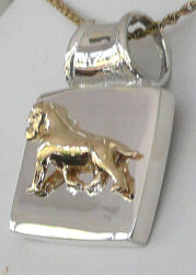 Trotting Bullmastiff on Solid Glossy S14K Gold or Sterling Trotting Bullmastiff on Solid Glossy Square  - Side View 1