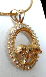 14K Gold Newfoundland in Diamond and Gemstone Circle-Front Side View