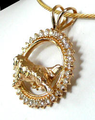 14K Gold Newfoundland in Diamond and Gemstone Circle-Rear Side View